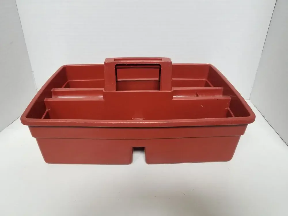 VTG Rubbermaid Burnt Orange Divided Caddy Retro Kitchen Gardening Tool Cleaning